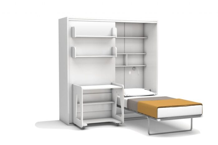 1 persoons hotelopklapbed maat 90 x 190, verticaal, met kast en bureau - Afbeelding 7
