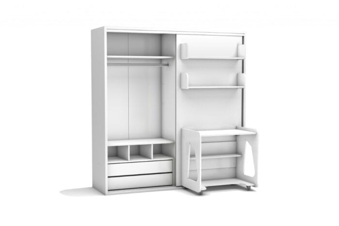 1 persoons hotelopklapbed maat 90 x 190, verticaal, met kast en bureau - Afbeelding 5