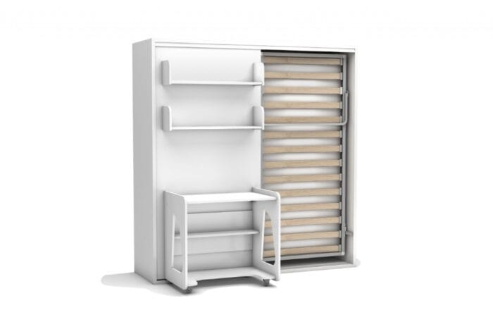 1 persoons hotelopklapbed maat 90 x 190, verticaal, met kast en bureau - Afbeelding 4